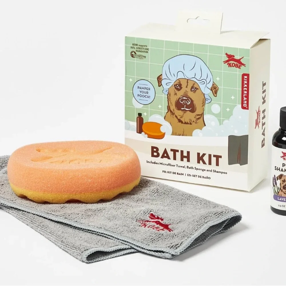 (2) Pet Grooming Kits Bath Microfibre Towel Shampoo Sponge Set Lavender Kobe